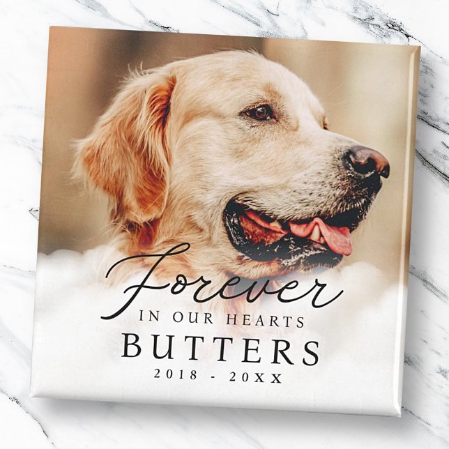Forever in our Hearts Pet Memorial Modern Photo Magnet (Creator Uploaded)
