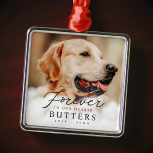 Forever in our Hearts Pet Memorial Modern Photo Metal Tree Decoration