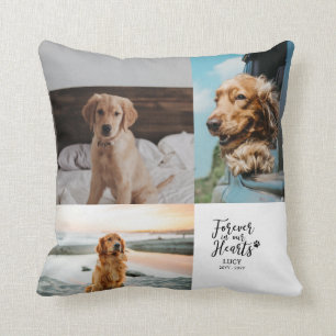 Forever in our Hearts Pet Memorial Photo Collage Cushion