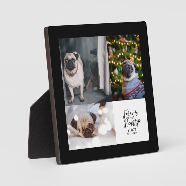 Forever in our Hearts | Pet Memorial Photo Collage Plaque (Front)