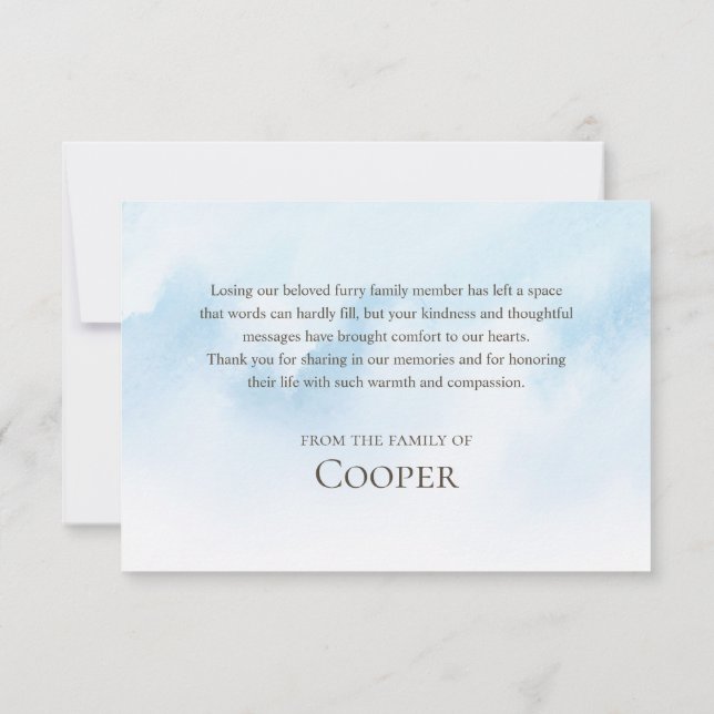 Forever in our hearts Pet memorial photo Thank You Card (Back)