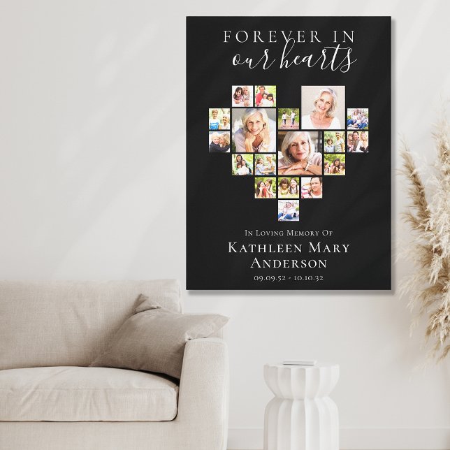 Forever in Our Hearts Photo Collage Black Canvas Print (Creator Uploaded)