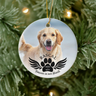 Forever in our Hearts Photo Dog Pet Memorial Ceramic Tree Decoration
