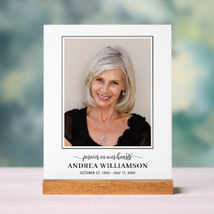 Forever in Our Hearts Photo Funeral  Acrylic Sign