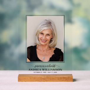 Forever in Our Hearts Photo Funeral Acrylic Sign