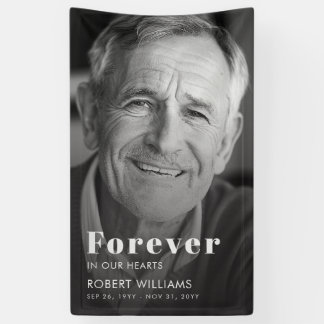 Forever In Our Hearts Photo Funeral Memorial Banner