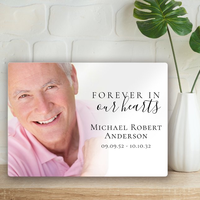 Forever in Our Hearts Photo Funeral Memorial Plaque (Creator Uploaded)