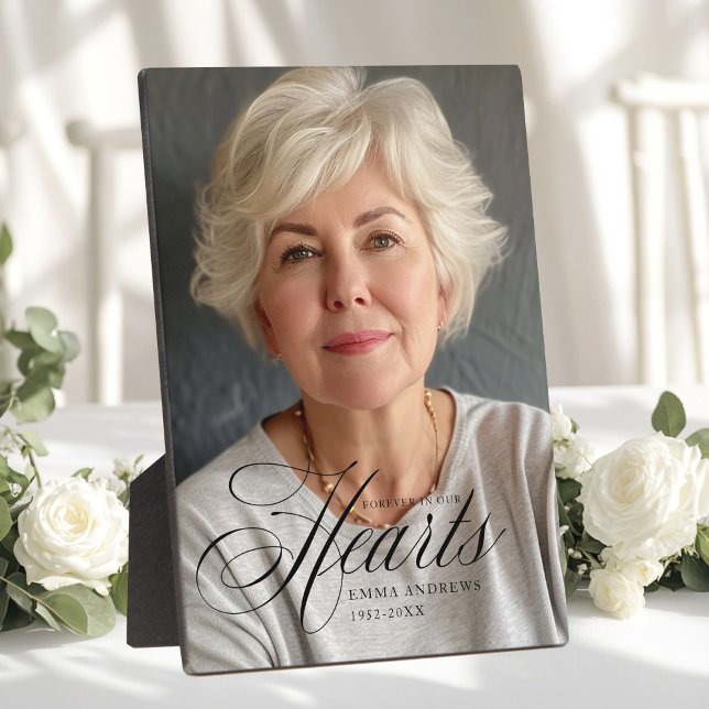 "Forever in Our Hearts" Photo Funeral Memorial  Plaque ("Forever in Our Hearts" Photo Funeral Memorial Plaque)