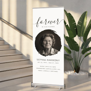 Forever in Our Hearts Photo Funeral Memorial Retractable Banner