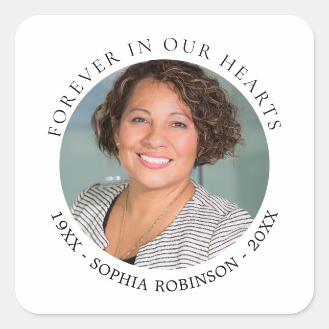 Forever In Our Hearts Photo Funeral Memorial Square Sticker (Front)