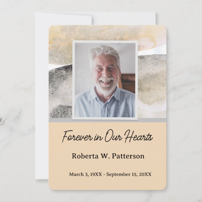 Forever in Our Hearts Photo Funeral Memorial Thank You Card (Front)