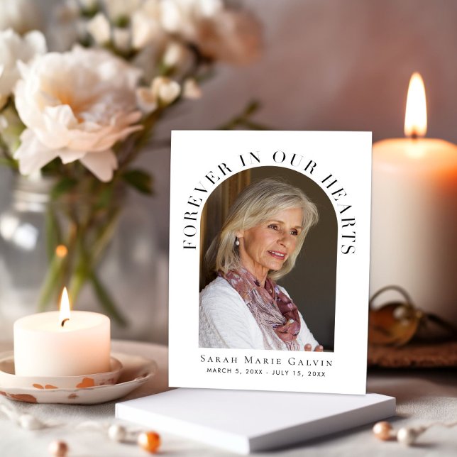 Forever In Our Hearts Photo Funeral Memorial Thank You Card (Creator Uploaded)