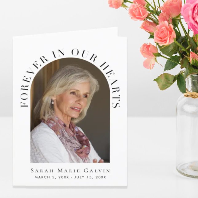 Forever In Our Hearts Photo Funeral Memorial Thank You Card (Creator Uploaded)