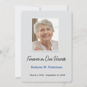 Forever in Our Hearts Photo Funeral Memorial Thank You Card