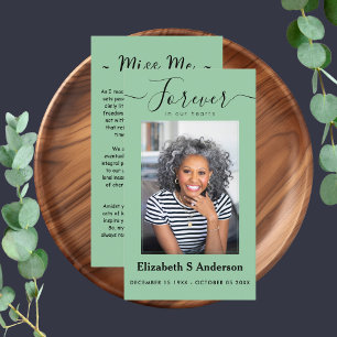 Forever in Our Hearts Photo Funeral Prayer Business Card