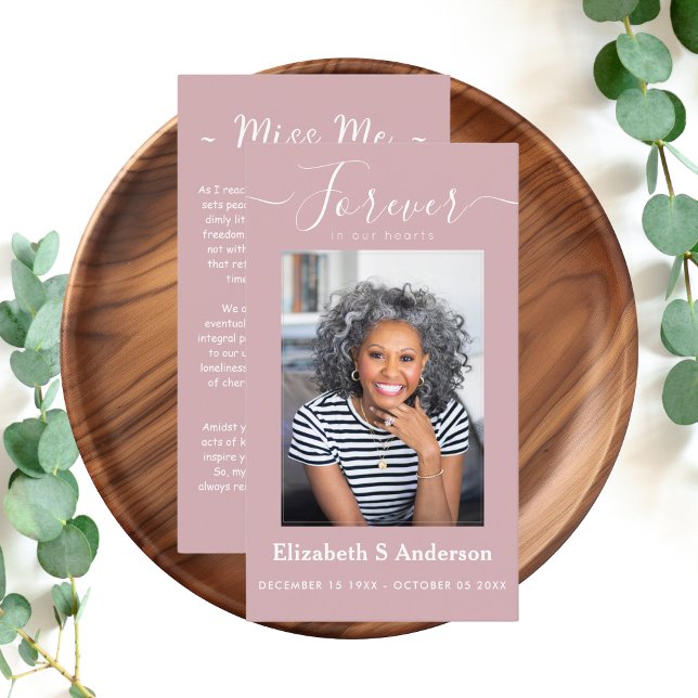 Forever in Our Hearts Photo Funeral Prayer Business Card (Creator Uploaded)