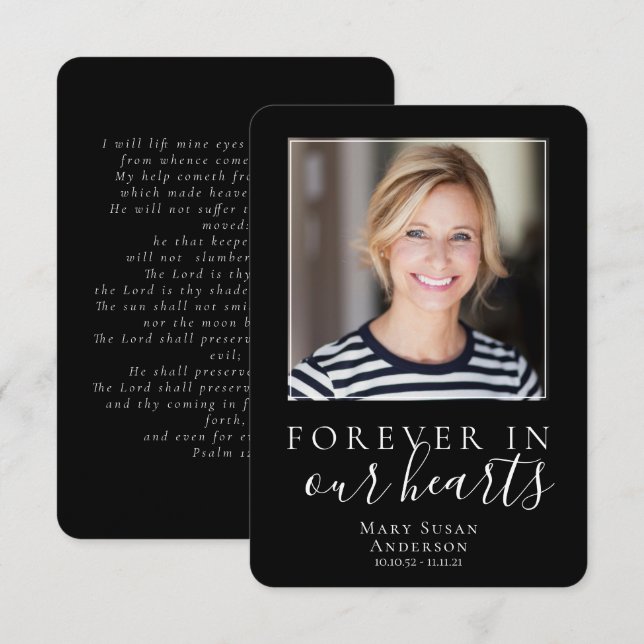 Forever in Our Hearts Photo Funeral Prayer Card (Front/Back)