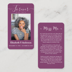 Forever in Our Hearts Photo Funeral Prayer Card