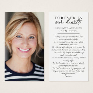 Forever in Our Hearts Photo Funeral Prayer Card