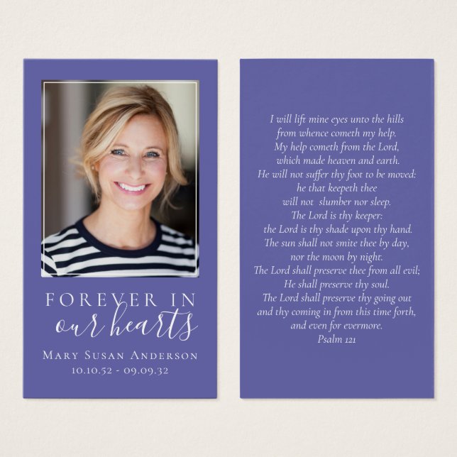 Forever in Our Hearts Photo Funeral Prayer Card (Front & Back)