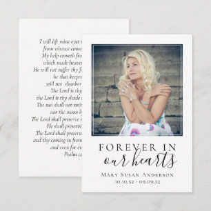 Forever in Our Hearts Photo Funeral Prayer Card