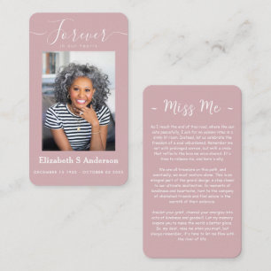 Forever in Our Hearts Photo Funeral Prayer Card