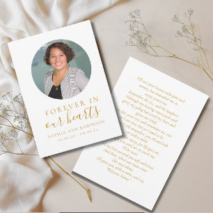 Forever in Our Hearts Photo Funeral Prayer Card