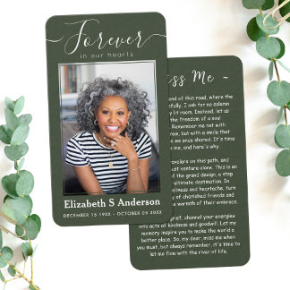 Forever in Our Hearts Photo Funeral Prayer Card