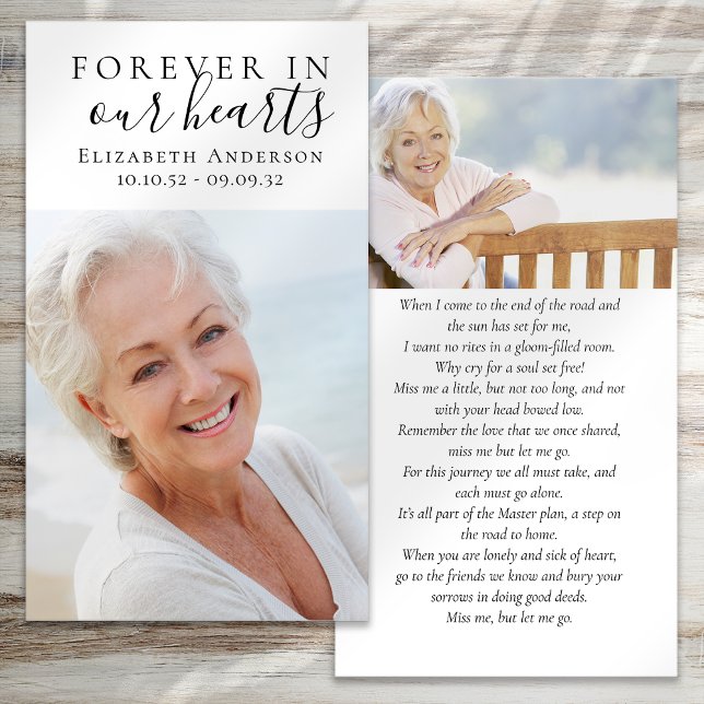 Forever in Our Hearts Photo Funeral Prayer Card (Creator Uploaded)