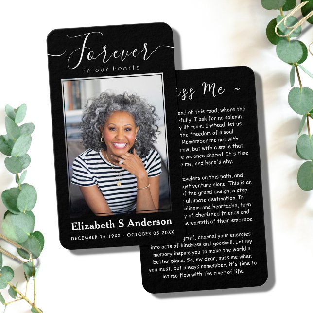 Forever in Our Hearts Photo Funeral Prayer Card (Creator Uploaded)