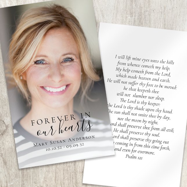 Forever in Our Hearts Photo Funeral Prayer Card (Creator Uploaded)