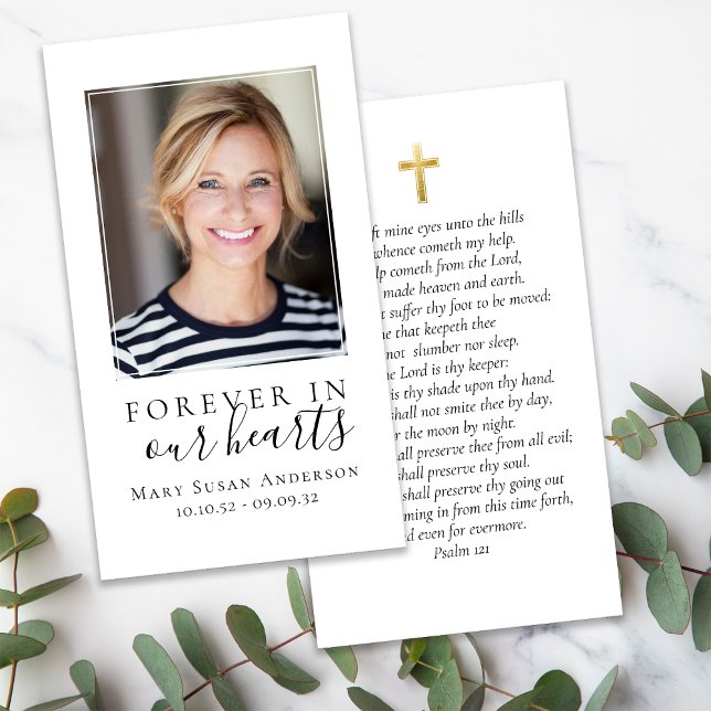 Forever in Our Hearts Photo Funeral Prayer Card (Creator Uploaded)