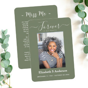 Forever in Our Hearts Photo Funeral Prayer Card