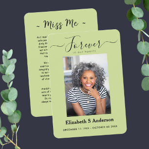 Forever in Our Hearts Photo Funeral Prayer Card