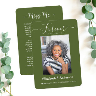 Forever in Our Hearts Photo Funeral Prayer Card