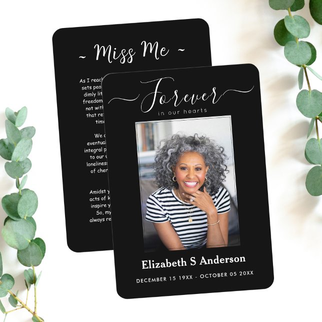 Forever in Our Hearts Photo Funeral Prayer Card (Creator Uploaded)