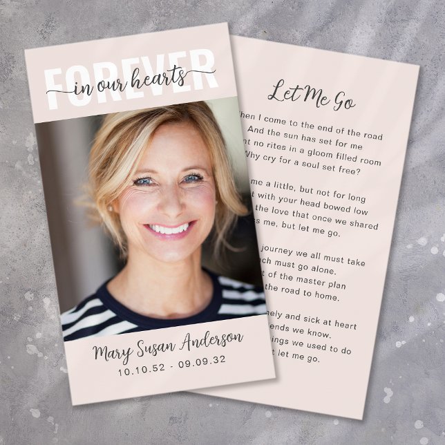 Forever in Our Hearts Photo Funeral Prayer Card (Creator Uploaded)