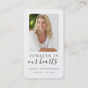 Forever in Our Hearts Photo Funeral Prayer Card