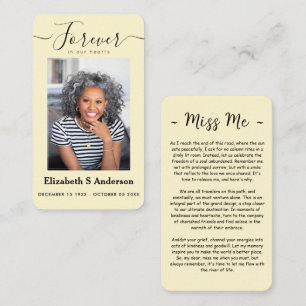 Forever in Our Hearts Photo Funeral Prayer Card