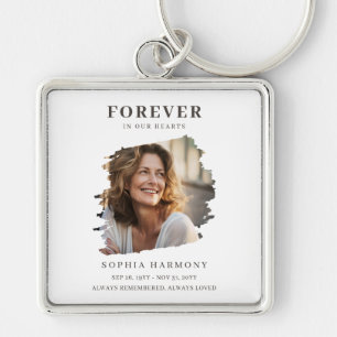 Forever in Our Hearts Photo Funeral Remembrance Key Ring