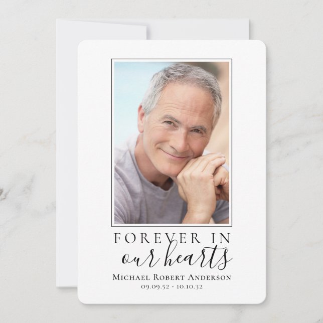 Forever in Our Hearts Photo Funeral Sympathy Thank You Card (Front)