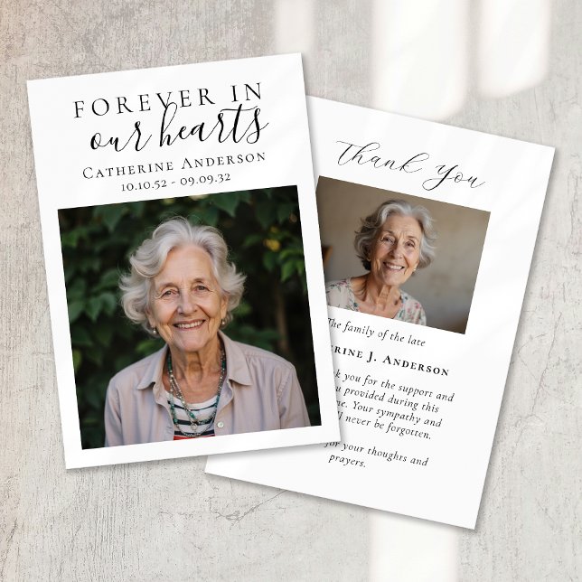 Forever in Our Hearts Photo Funeral  Thank You Card (Creator Uploaded)