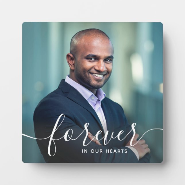 Forever in our Hearts Photo Keepsake Memorial Plaque (Front)