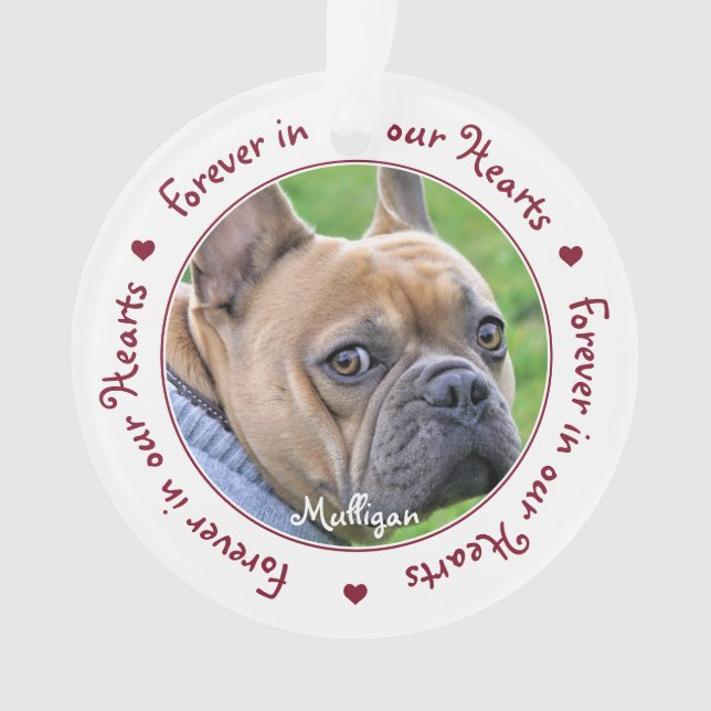 Forever in our Hearts Photo Keepsake Pet Memorial Ornament (Front)