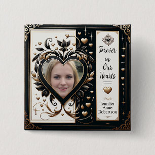 Forever in Our Hearts Photo Memorial 15 Cm Square Badge