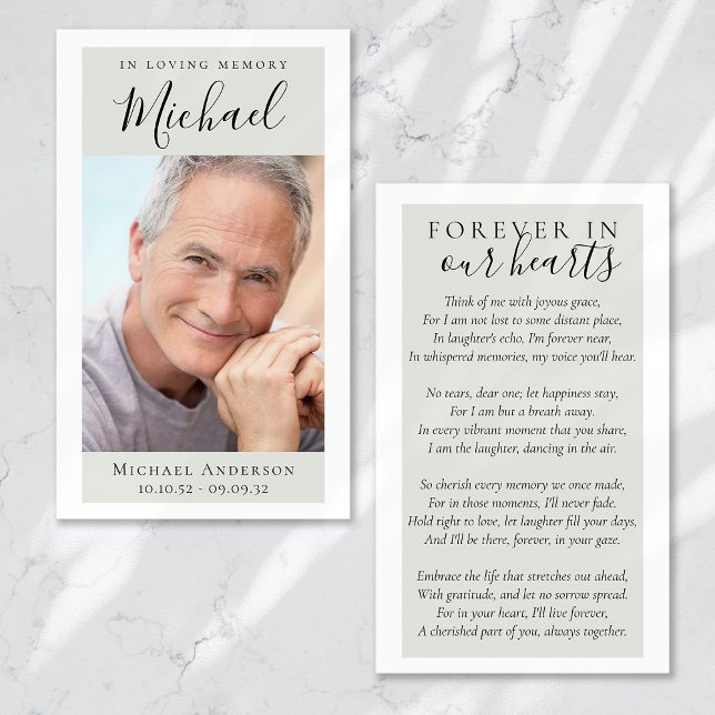 Forever in Our Hearts Photo Memorial Card (Creator Uploaded)