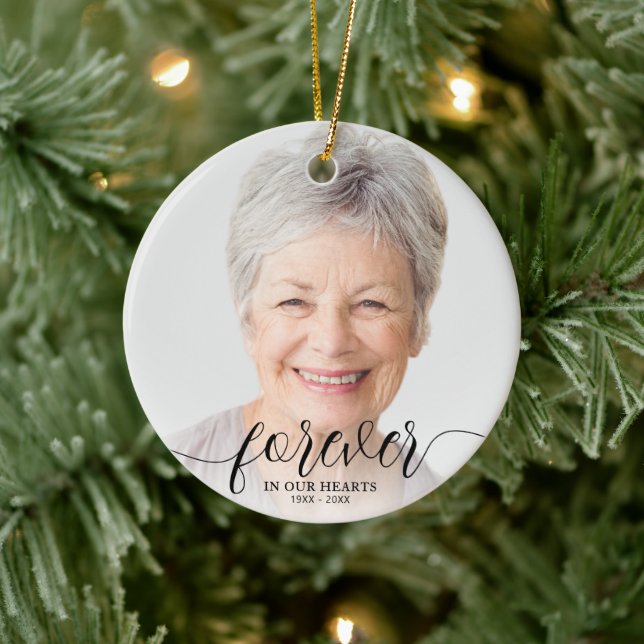 Forever in our Hearts Photo Memorial Ceramic Tree Decoration (Tree)