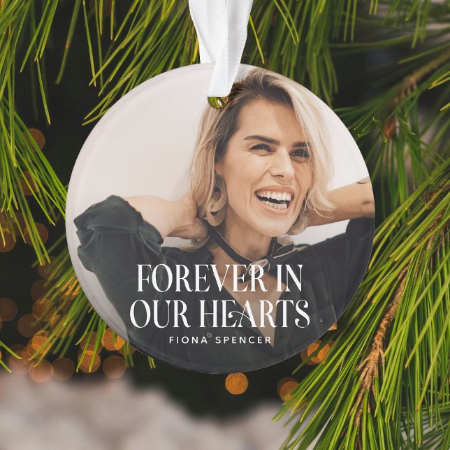 Forever in Our Hearts' Photo Memorial Christmas Ornament (Creator Uploaded)