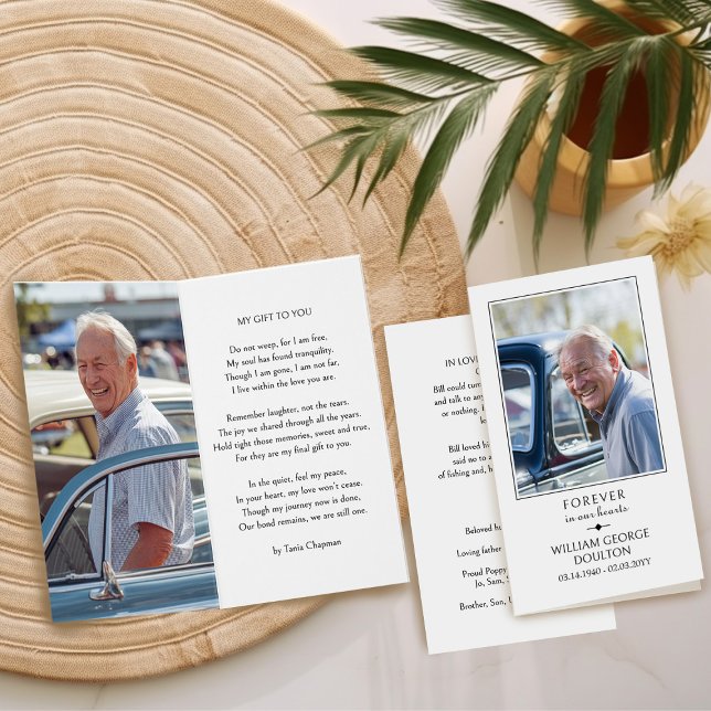 Forever in our Hearts Photo Memorial Prayer Card (Memorial Prayer Card with photos, poem and mini eulogy - by Darling & May)