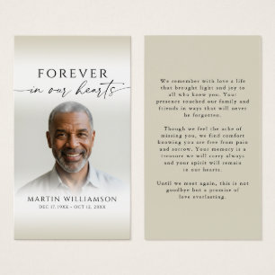 Forever In Our Hearts Photo Memorial Prayer Card